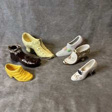 Vintage Miniature Porcelain Ceramic Shoes 6 Pieces