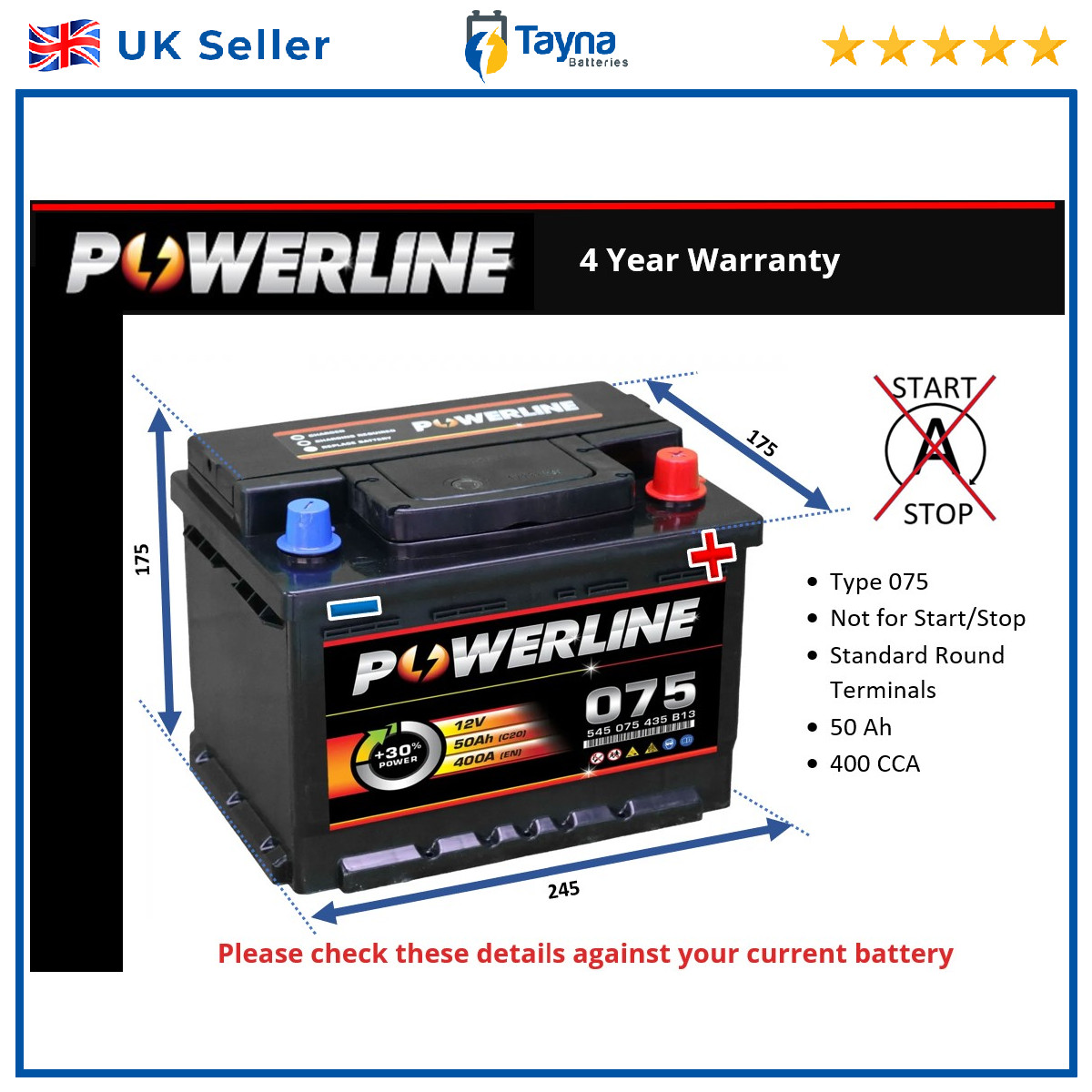 Battery fits VAUXHALL ASTRA INSIGNIA MOKKA CORSA MERIVA TIGRA NOVA 075