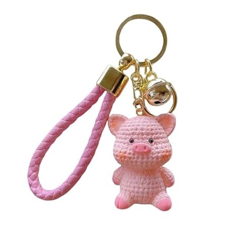 Kawaii Pink Pig Keychain Charm