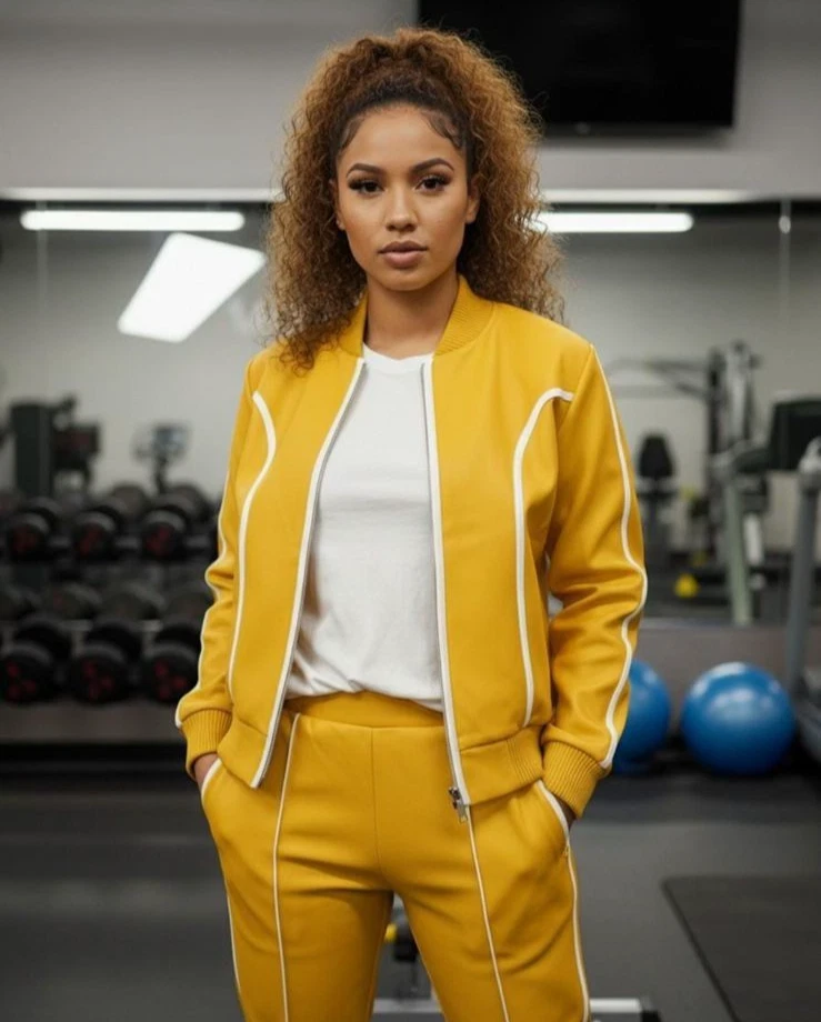 Mujeres Braydon Cuero PU Traje de chándal Traje de sudor Mujeres Chándal para correr Foto 3 de 4