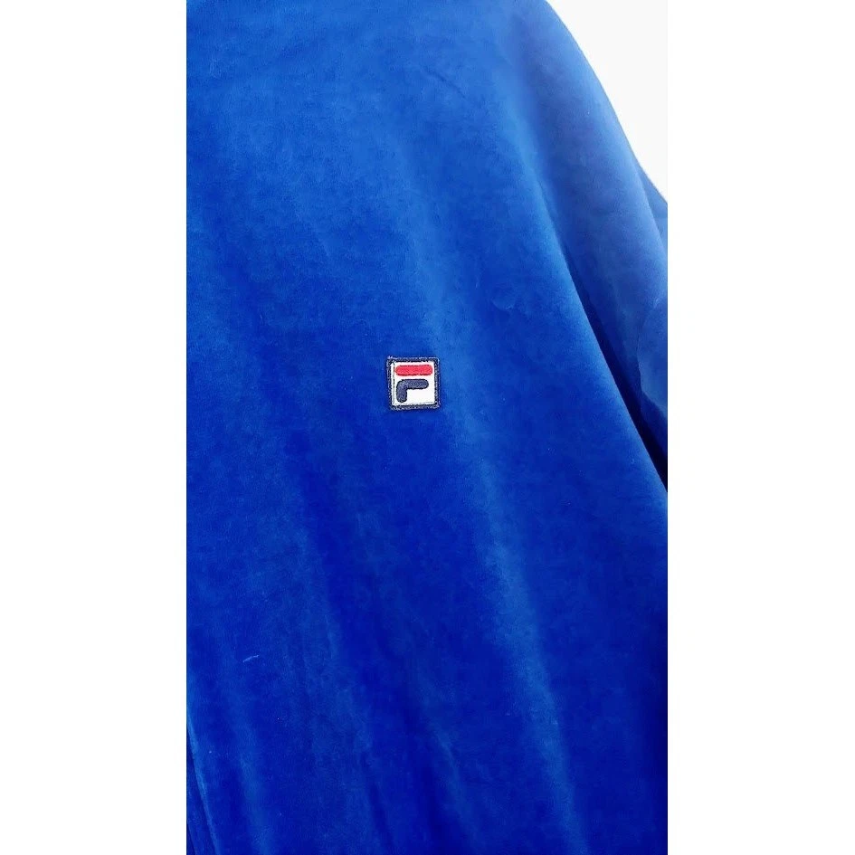 Chaqueta deportiva deportiva Fila Velour con cremallera azul blanco talla (XL) Foto 4 de 4