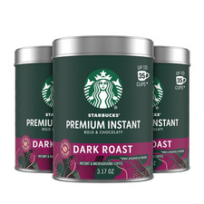 Premium Instant Coffee, Dark Roast Coffee, Arabica Beans, Three 3.17 Oz Tins