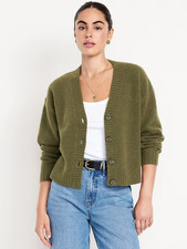 NWT Old Navy Wool-Blend Slouchy Cardigan Sweater Oversized Avocado Oil Green XL
