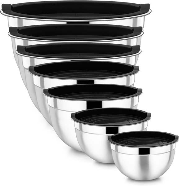 Homikit RüHrschüSsel Set, Edelstahl SchüSsel 7Er Set, SalatschüSsel Mit Luftdich-image