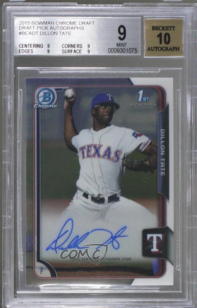 2015 Bowman Draft Chrome Draft Pick Dillon Tate #BCA-DT Auto w5b