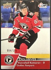 Vsevolod Komarov Rookie 2022-23 Upper Deck CHL #188 Exclusives /100 (RC) Sabres