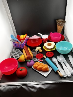 Large 42 Pieces Lot Plastic Wood Kids Pretend Play Food Kitchen Dishes Step 2