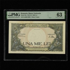 1941-45 Romania Banca Nationala 1000 Lei Pick#52a PMG 63 Choice UNC
