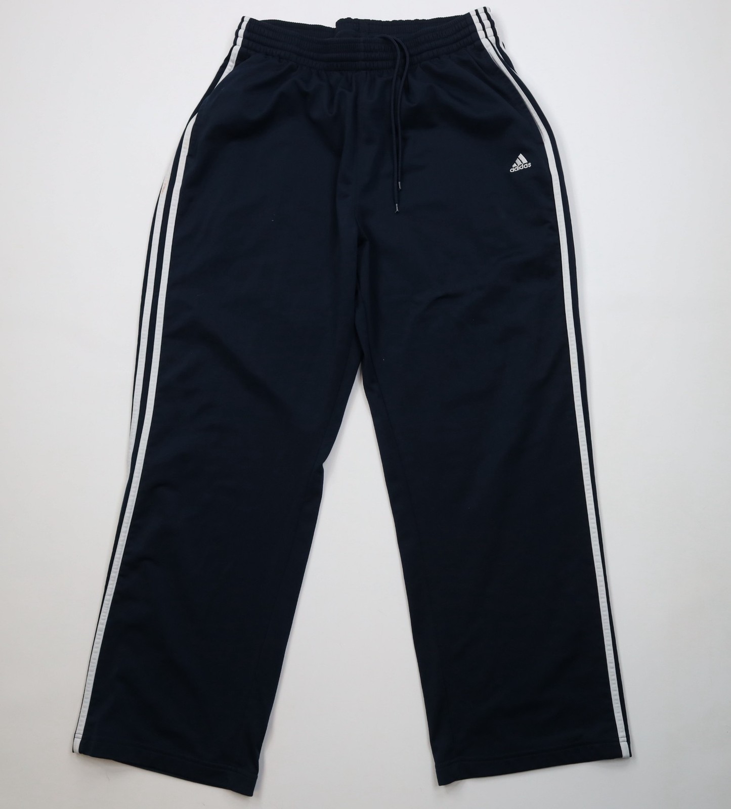 Vintage Y2K Adidas Mens XL Faded Striped Wide Leg Sweatpants Pants Navy Blue