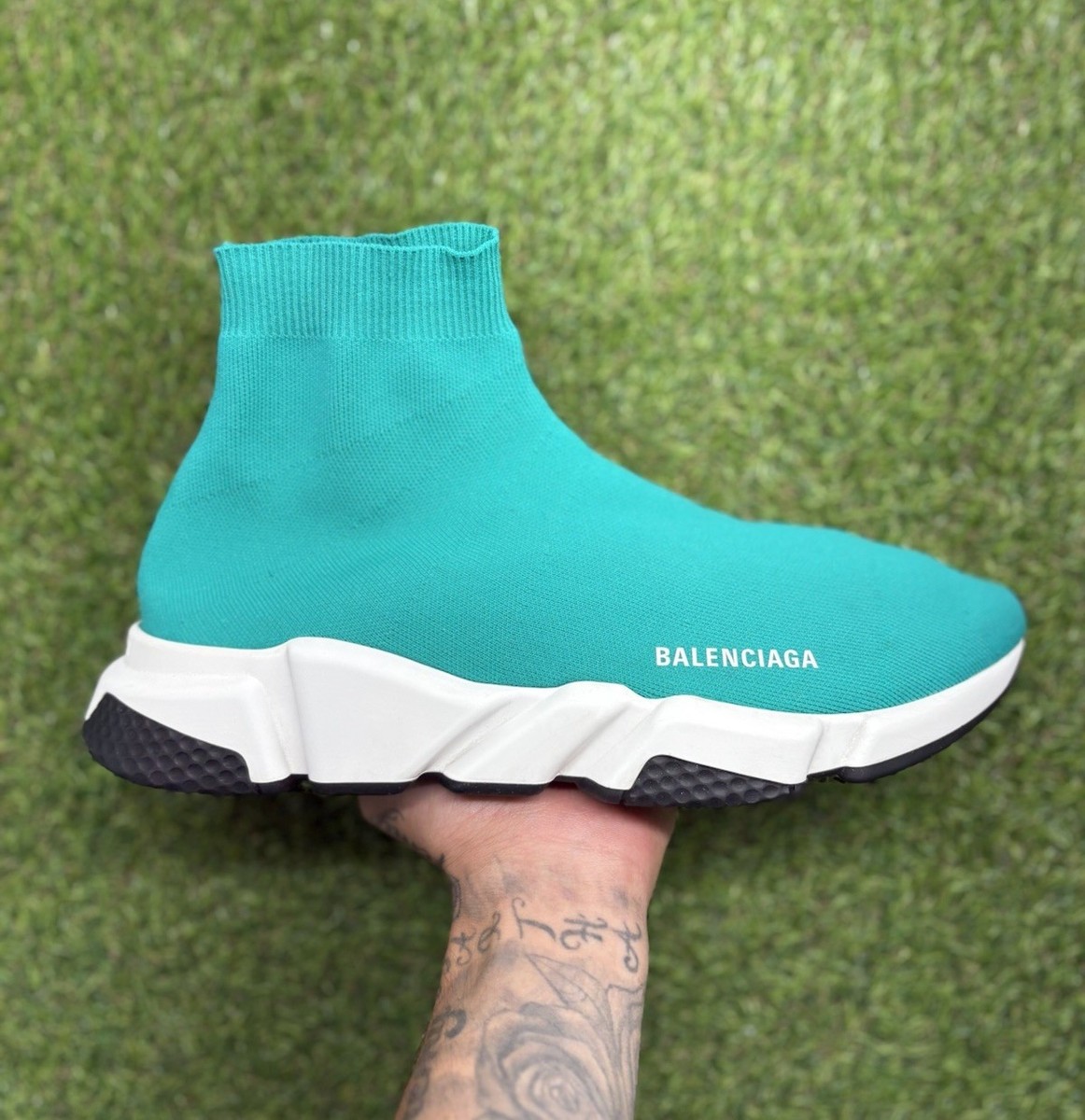 Size 44 (11 US) - Balenciaga Speed Trainer ' Turquoise ' | GREAT