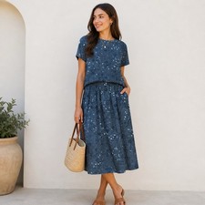 NWT Vintage Sag Harbor Medium 2 Piece Set Skirt Top Floral Cottage Pockets NEW