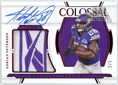 Adrian Peterson 2021 National Treasures Colossal Patch Autograph Card #CO-AP 2/2
