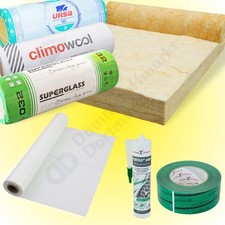 Dachausbau-Set - WLG 032 - 60-240mm Glaswolle Klemmfilz-Dämmung (+Folie +Kleber)