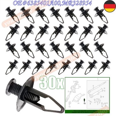 30x Stoßstangen Radkasten Kühlergrill Clips für Nissan Mitsubishi 6385401A00 Neu