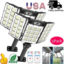 2X1000W Commercial Solar Street Lights LED Outdoor Dusk to Dawn High Bright Lamp