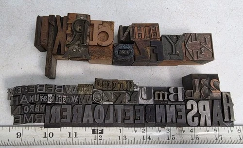 Vintage Letterpress Printing Block Letters Fonts Numbers Lot ALL Metal & Wood