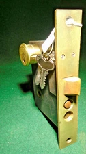REMANUFACTURED 1890's CLINTON ENTRY MORTISE LOCK w/ KEYS 7" FACE NICE (12441)