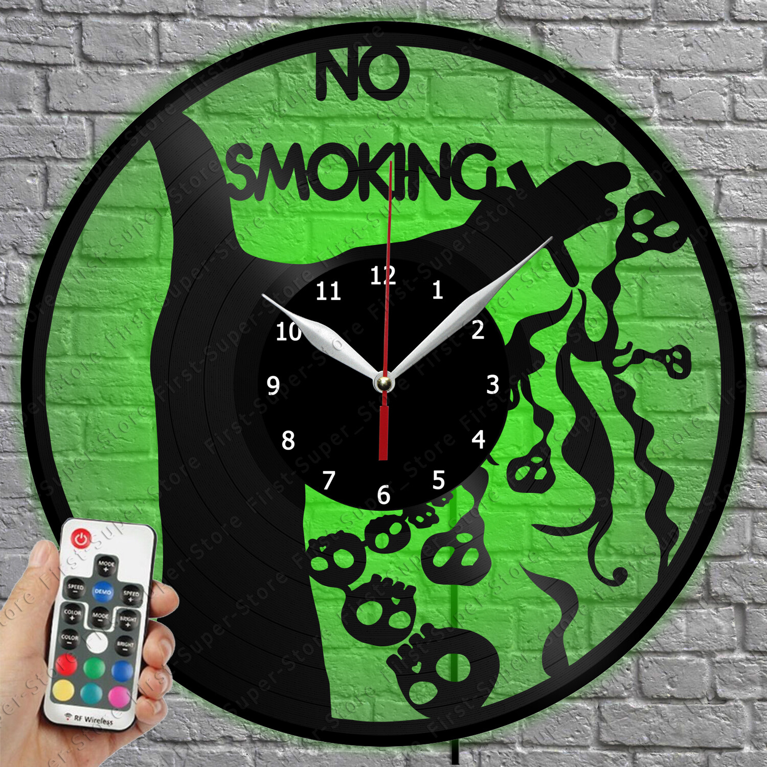 No Smoking Vinyl Record LED Wall Clock with Light 1251