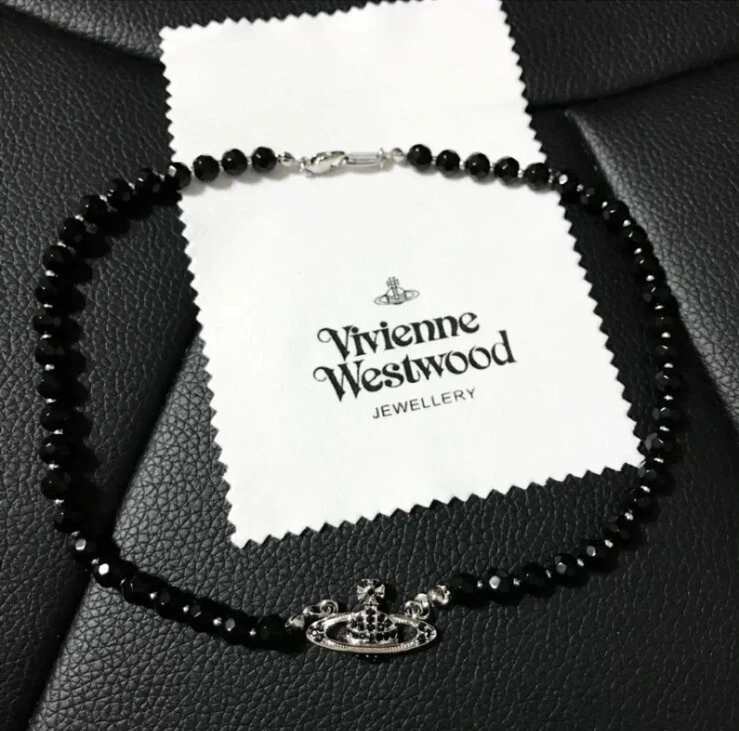 vivienne westwood necklace orb choker black/silver