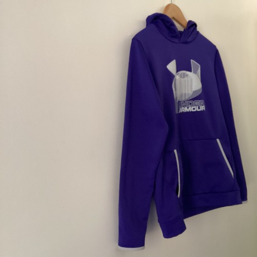 Under Armour Hoodie Coldgear Unisex Youth Boys Girls YXL Purple White Loose - Picture 4 of 15