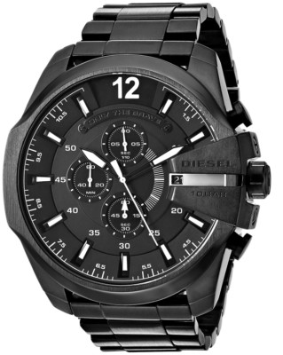NEW DIESEL MEGA CHIEF DZ4283 ALL BLACK CHRONOGRAPH QUARTZ MENS