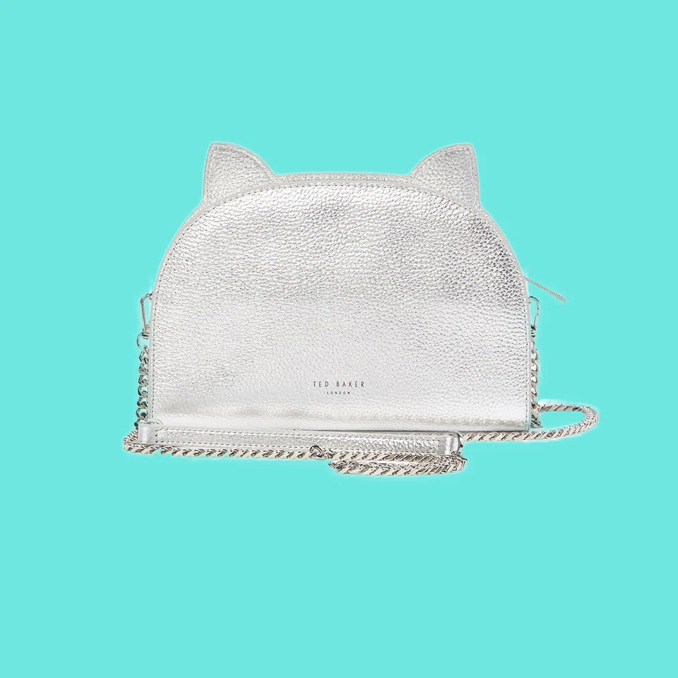 TED BAKER СЕРЕБРО KIRSTIE CAT КОЖИ ЧЕРЕЗ ПЛЕЧО ЦЕПОЧКА ЗАСТЕЖКИ ЖЕНЩИН НОВЫЙ С ЯРЛЫКАМИ - Изображение 3 из 4