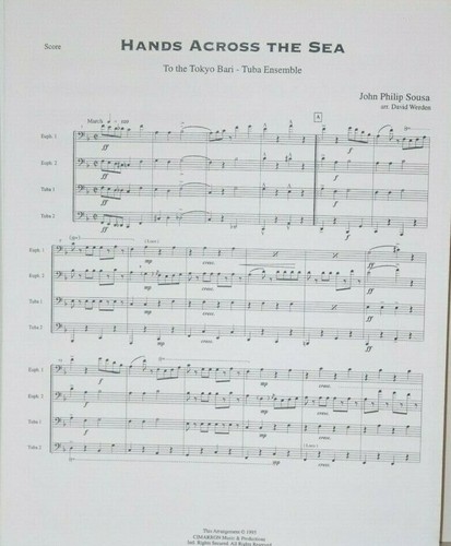 Tuba Baritone Quartet Hands Across the Sea March by Sousa arr David Werden new - Picture 3 of 5