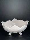 Vtg Jeannette Pink Milk Glass Footed Centerpiece Fruit Bowl