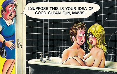 Postkarte Bamforth Comic #2661 Paar. Badewanne. Guter sauberer Spaß