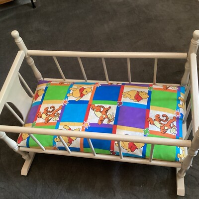 Vintage 1960 Wooden Baby Doll Rocking Cradle