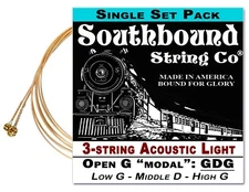 Cigar Box Guitar String Set: Acoustic Light 3-string Open GDG - Low/Middle/High