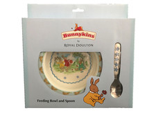 BNWT Bunnykins by Royal Doulton Blue Melamine Baby Feeding Bowl & Spoon Set