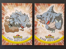 Cards Pokemon Topps Serie 1 "#111 + 112 RHYHORN/RHYDON" (MINT -COME NUOVE)
