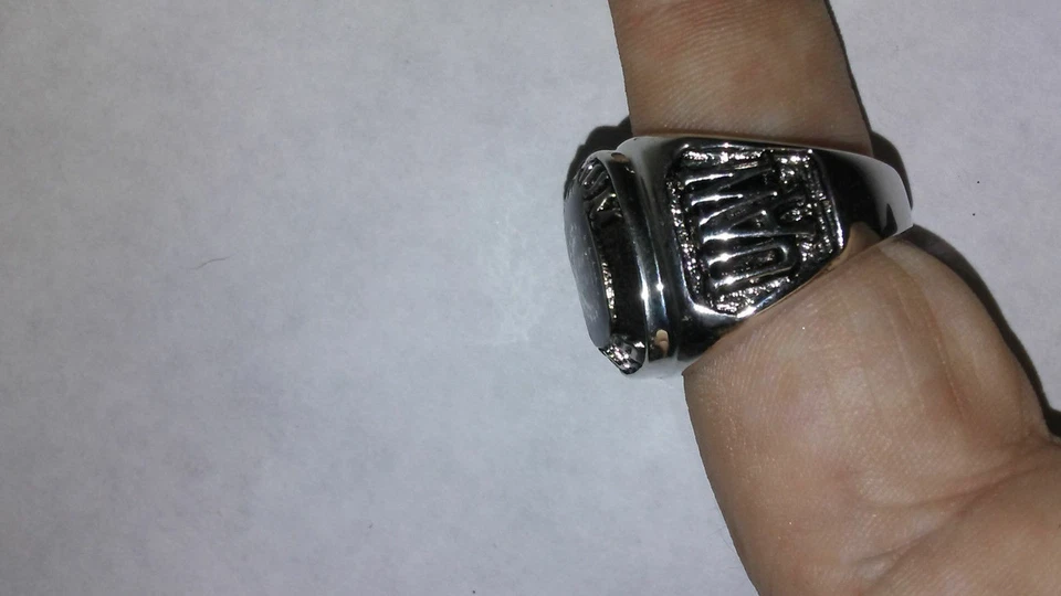 Anello Unisex United Auto Workers Oro Bianco Argento Smalto USA Taglia 14 Nuovo - Immagine 3 di 4