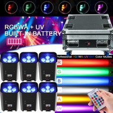 6PCS 6x18W Wireless Par Light Battery RGBWA UV 6 LED Uplight with Case Christmas