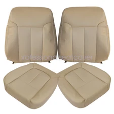 Driver & Passenger PERFORATED Leather SEAT COVER Tan For 09-14 Ford F150 Lariat
