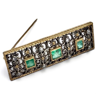 MARIO BUCCELLATI ? SMARAGD DIAMANT BROSCHE 1930-50