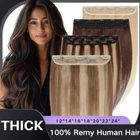 CLEARANCE One Piece THICK 100% Clip in Remy Human Hair Extensions Full Head 24"