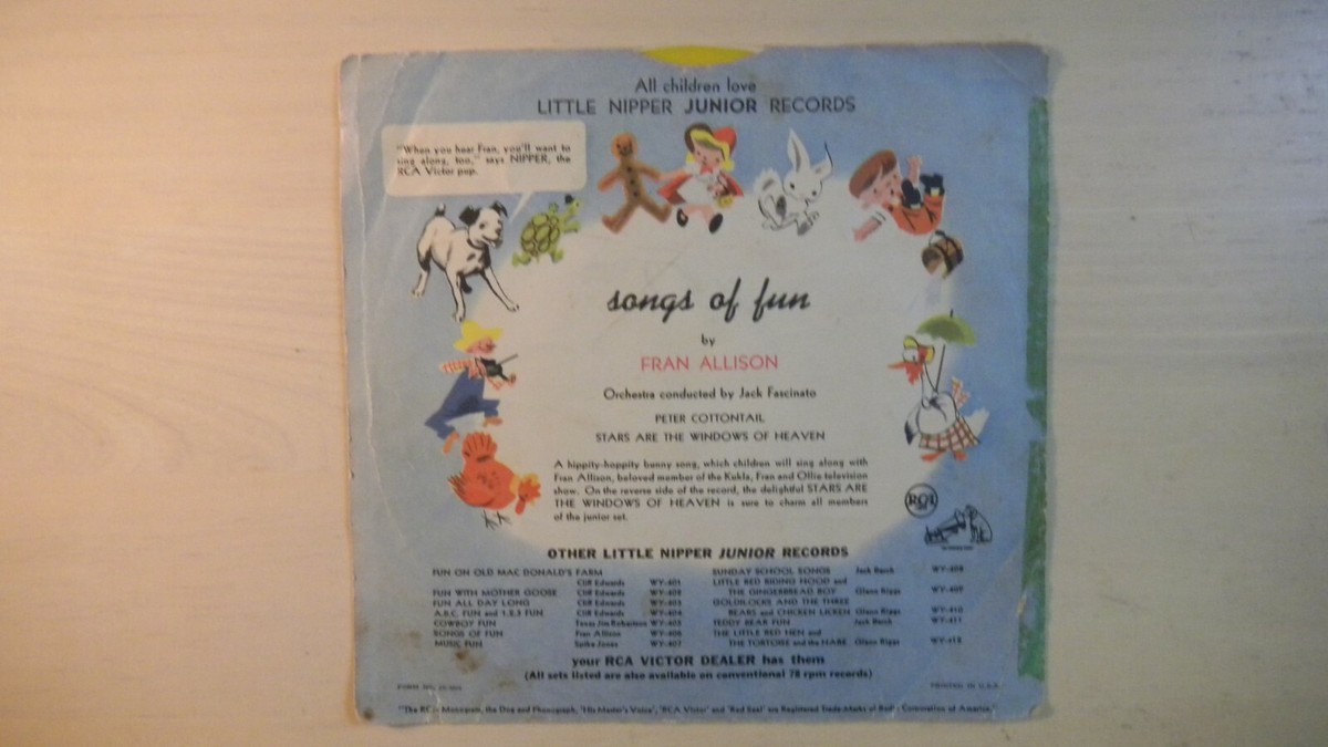 RCA Victor Little Nipper YELLOW Record SONGS OF FUN Fran Allison