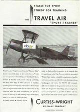 TRAVEL AIR CURTISS WRIGHT 1931 SPORT TRAINER STABLE FOR SPORT STURDY TRAINING AD
