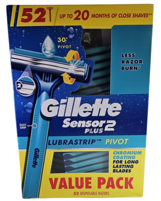 Gillette Sensor2 Plus Disposable Razor lubrastrip Pivot - 52Razors
