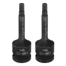 2pcs H6 (6mm) Hex Impact Bit Socket 1/2" Drive Hex Screwdriver Socket Adapter
