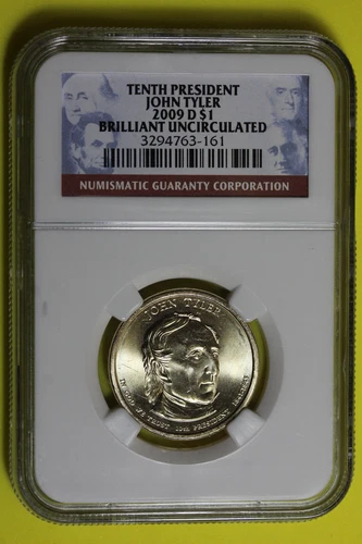 2009-D NGC UNC BU John Tyler Presidential Dollar $1 #B37853