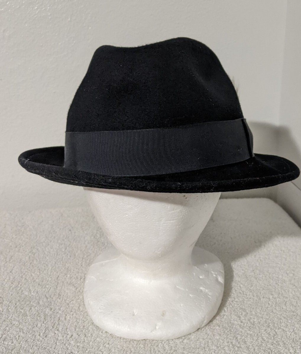 Vintage Black Broner Lite Felt 100% Wool WPL5923 Sz L Hat  display picture 1
