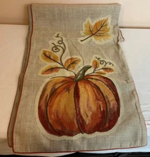 Gilded Maple Pumpkin Fall Autumn Table Runner 70" x 16" 80% Polyester 20% Linen