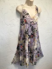 Diane Von Furstenberg Tomasa Short Silk Dress Cream/Ivory  Lilac sequins 10