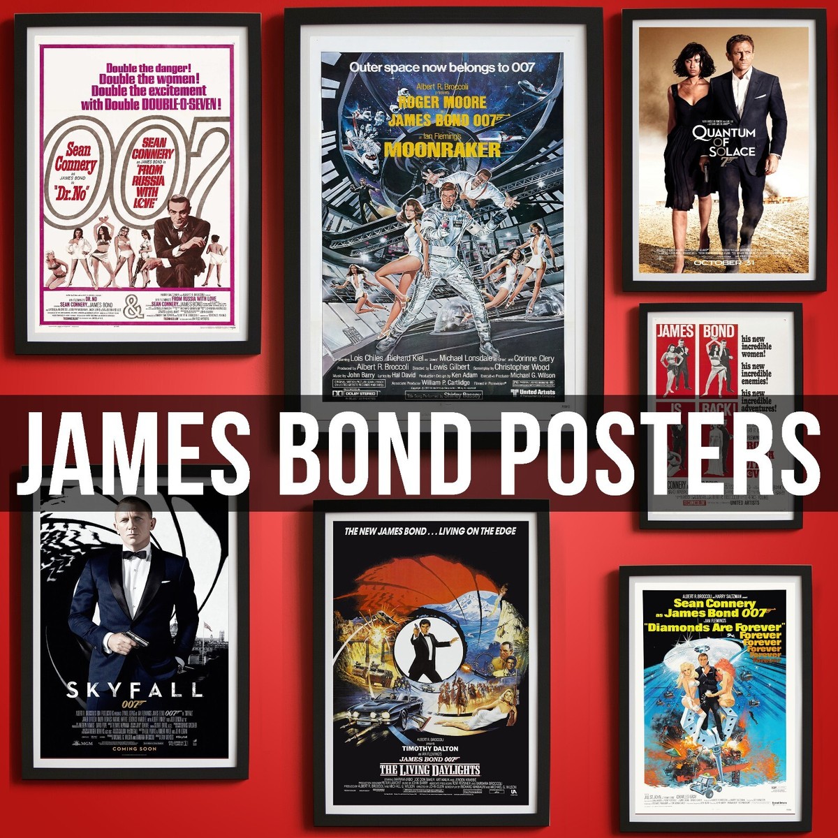 James Bond Movie Posters Classic Retro Cinema Poster Wall Art A5