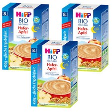3x 15.9oz HiPP Bio Milk Pudding Good Night Oats Apple No Added Sugar 9 Portions