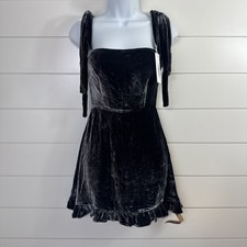NWT Reformation Minetta Dress Mini Silk Velvet Sleeveless Caviar Gray sz 0