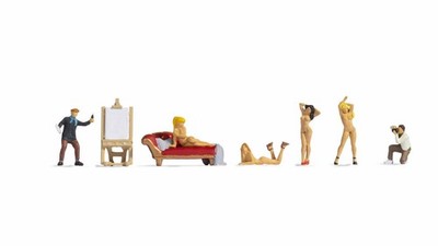 Noch 15948 HO Scale Artists & Nude Models Figure Set, 6 Figures